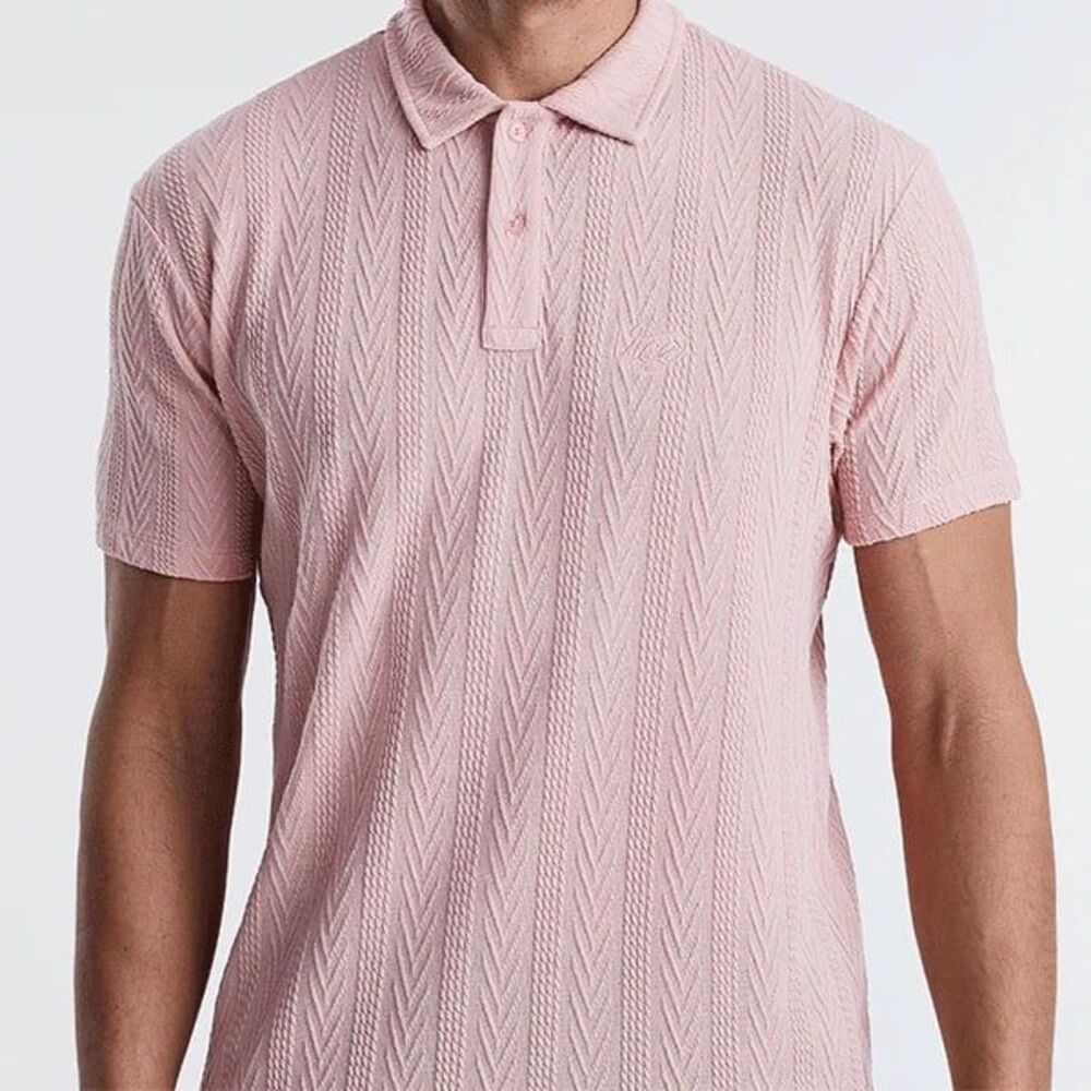 VICE TONY CABLE KNIT POLO ROSE